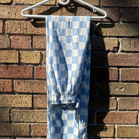 Blue & White Checkerboard Pants – Elastic Waist - Picture 3 of 3